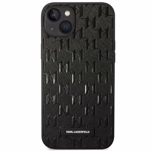 Karl Lagerfeld KLHCP14MSAKLHPK iPhone 14 Plus 6.7 "cietais apvalks melns / melns Saffiano Mono Metāla Logotips
