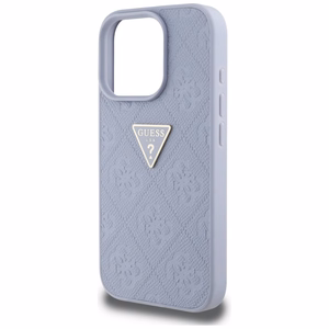 Guess Hot Stamp 4G Pattern Triangle Metal Logo viedtālruņa apvalks iPhone 16 Pro Max - violets