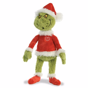 Grinch videi draudzīga plīša rotaļlieta Ziemassvētku vecīša tērpā, 43 cm