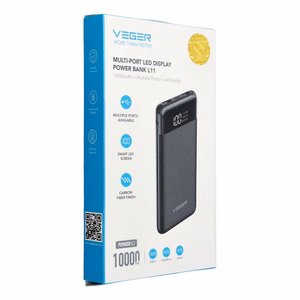 VEGER portatīvais lādētājs 10000 mAh L11 (W1087) melna
