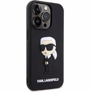 Karl Lagerfeld KLHCP14L3DRKINK iPhone 14 Pro 6.1" Kietais apvalks (m) - melns (m) Rubber Ikonik 3D