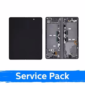 LCD displejs saderīgs ar Samsung F916 Z Fold2 (INNER) ar rāmi / Mystic Black / (Service Pack)