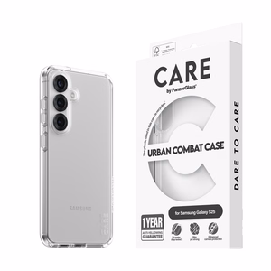 CARE by PanzerGlass Flagship Urban Combat viedtālruņa apvalks Samsung Galaxy S25 - caurspīdīgs