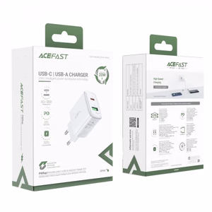 Acefast сетевое зарядное устройство USB Type C / USB 20W, PPS, PD, QC 3.0, AFC, FCP белое (A25 white)