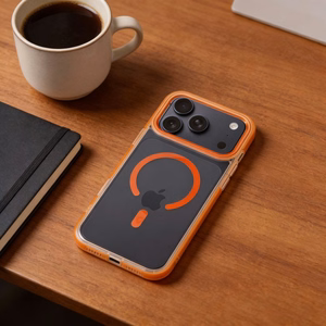 Case for iPhone 17 AIR Frame Clear Hybrid Mag Cover compatible with MagSafe hermes orange