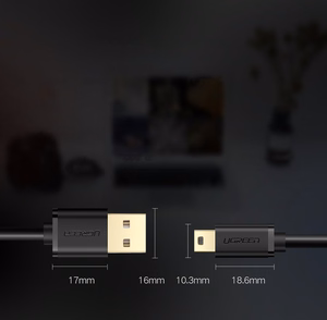 Ugreen USB - mini USB kabelis 480 Mbps 3 m melns (US132 10386)