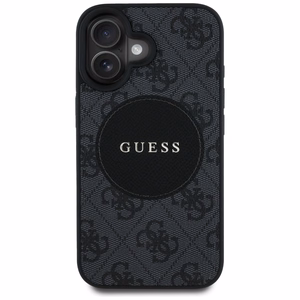 Guess 4G Circle Classic Logo Magnētiskais viedtālruņa apvalks iPhone 16 - melns
