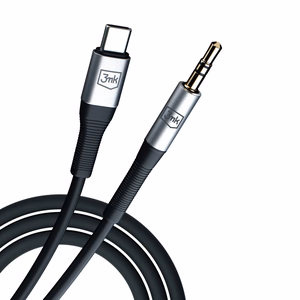 Audio kabelis 3mk USB-C uz 3,5 mm 1,0 m melns
