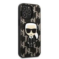 Karl Lagerfeld KLHCP13LPMNIKBK iPhone 13 Pro / 13 6.1" cietais apvalks melns/melns Monogramma Ikonik plāksteris