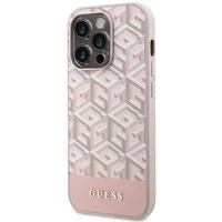 Guess GUHMP14LHGCFSEP iPhone 14 Pro 6.1" rozā/rozā cietais apvalks GCube Stripes MagSafe