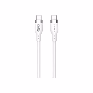 Hyper HyperJuice HJ4001WHGL – 1 m 240 W silikona USB-C–USB-C uzlādes kabelis, balts