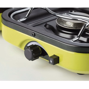 Meva DUAL COMPACT + GRILL tūrisma gāzes plīts gāzes kasetnēm, salokāms 2 degļu modelis ar grila plāksni