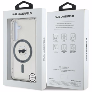 Viedtālruņa apvalks Karl Lagerfeld Button Karl Head Printed Logo Magnētiskais Samsung Galaxy S25 melns
