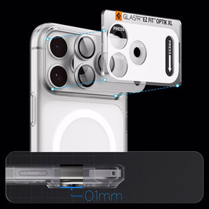 Spigen Optik Pro XL GLAS.TR EZ FIT rūdīts stikls, paredzēts iPhone 18 Pro Max, sudraba