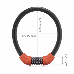 Rockbros RKS870-BK velosipēda slēdzene ar kodu un 85 cm tērauda trosi – sarkana