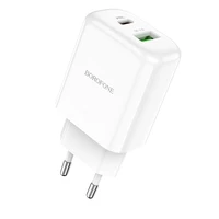 Borofone sienas lādētājs BN4 Potential - USB + Type C - QC 3.0 PD 2.0 20W balts