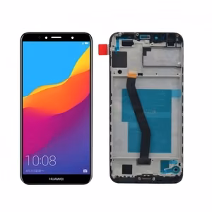 LCD displejs saderīgs ar Huawei Y6 2018 balts ar rāmi HQ