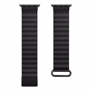 Crong Eclipse magnētiska ekoādas siksniņa Apple Watch 44 / 45 / 46 / 49 mm, melna