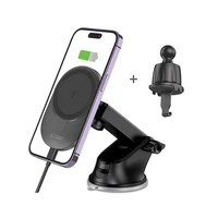 Tech-Protect MM15W-V1 automašīnas tālruņa turētājs ar MagSafe 15W bezvadu lādētāju paneļim / gaisa ventilācijai - melns