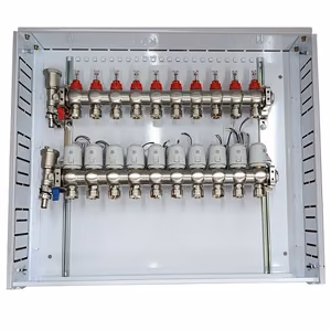 Heating Manifold 10 Loops ar Thermal Actuators NC AC230V un Flow Meters