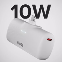 SBS EcoPower 5000 mAh 10W portatīvais lādētājs ar iebūvētu USB-C portu - balta
