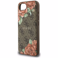 Guess 4G Flowers Print magnētiskais viedtālruņa apvalks iPhone 16e - brūns