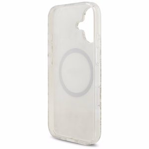 Guess IML Flowers Electro Pearl Strap MagSafe viedtālruņa apvalks iPhone 17 - balts