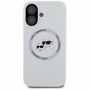 Karl Lagerfeld Silikona Double Heads And Circle Magnētiskais viedtālruņa apvalks iPhone 16 bēšs