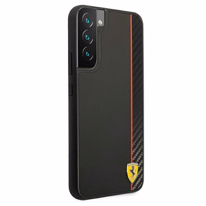 Viedtālruņa vāciņš Ferrari FESAXHCS22MBK S22+ S906 melns kietais vāciņš On Track Carbon Stripe
