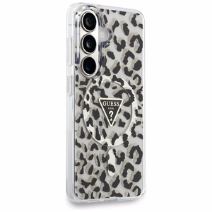 Guess maciņš IML Leopard Print Triangle MagSafe for Samsung Galaxy S26 melns