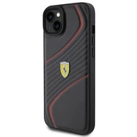 Ferrari dygsnots metāla logotipa apvalks iPhone 15 Plus – melns