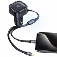 USAMS Auto lādētājs ar satīšanas kabeli 1xUSB-C+1x Lightning C41 PD 30W Fast Charge melns CC219CC01 (US-CC219)