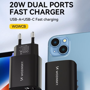 Wozinsky WGWCB USB-A USB-C 20W sienas lādētājs - melns