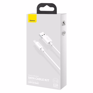 Baseus kabelis Simple Wisdom USB - microUSB 1,5 m 2,1A balts 2 gab.