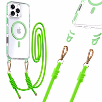 Tel Protect Strap caurspīdīgs viedtālruņa apvalks Iphone 13/14, zaļš