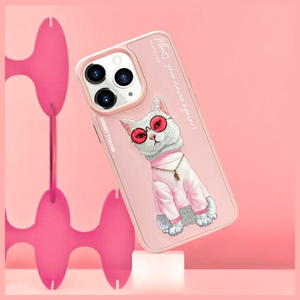 NIMMY case GLASSES COOL CAT for IPHONE 15 Pro Max pink
