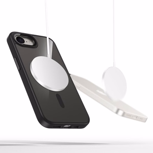 Tech-Protect MagMat MagSafe iPhone 16e viedtālruņa apvalks – melns-caurskatāms