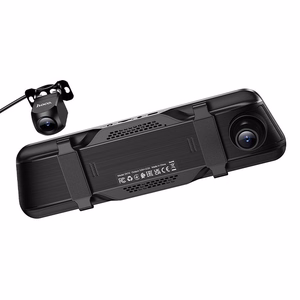 Videoreģistrators atpakaļskata spogulim ar 9,66" displeju, 1080p/30fps + aizmugurējā kamera 720p/30fps, Hoco DV16, melns