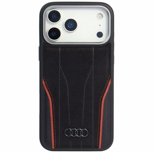 Audi R8 Genuine Leather MagSafe чехол iPhone 17 Pro - черный и красный