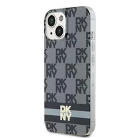 DKNY IML rūtainais mono raksts un drukātās svītras magnētiskais viedtālruņa apvalks iPhone 15/14/13 - melns
