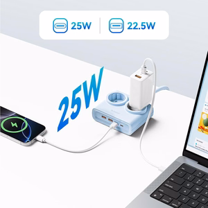 Orico PDC25 25W 6in1 strāvas sadalītājs 2x AC + 2x USB-A + 2x USB-C - zils