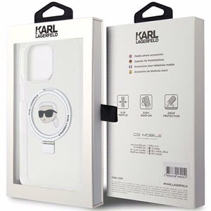 Karl Lagerfeld KLHMP15XHMRSKHH iPhone 15 Pro Max 6.7" balts ar statīvu Viedtālruņa apvalks Karl Head MagSafe