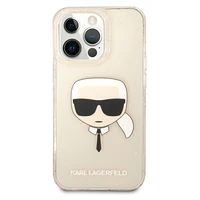 Karl Lagerfeld Glitter Karl's Head Case iPhone 13 Pro / iPhone 13 - zelta krāsas apvalks