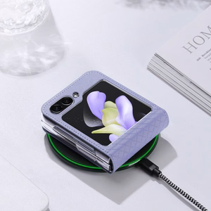 Кожаный чехол Dux Ducis Bril для Samsung Galaxy Z Flip 5 5G - фиолетовый