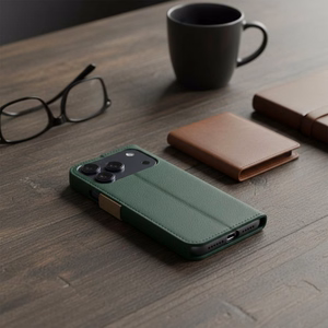 Flip case for iPhone 17 PRO / 18 PRO Split Book green and gold