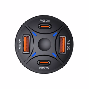 Wozinsky WLS-04 60W automašīnas lādētājs, 2xUSB-C un 2xUSB-A, melns