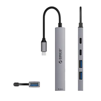 Orico YSB4-U2 USB-A/USB-C Hub dokstacija 2x USB-A 2.0 + 1x USB-A 3.0 + 1x USB-C 2.0 + 1x USB-C - pelēka