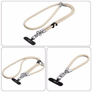 Tech-Protect C10S Crossbody Phone Lanyard (114 cm) + Wrist Strap (31 cm) - Beige Titanium