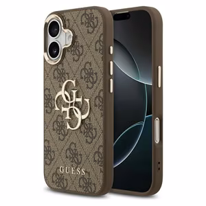 Guess 4G Big 4G Classic Logo viedtālruņa apvalks, paredzēts iPhone 17 – brūnā un zelta krāsā