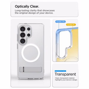 Spigen Ultra Hybrid S Mag MagSafe maciņš priekš Samsung Galaxy S26 Ultra - caurspīdīgs un balts